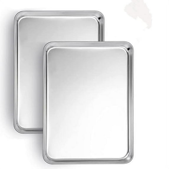 Baking Sheets Stainless Steel Baking Pans Nonstick Baking Pans Set for Cookies and Cakes, 16 x 12 in, Set of 2, Silver
