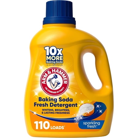 Baking Soda Fresh Liquid Laundry Detergent, Sparkling Fresh Scent, 110 Loads, 110 Fl Oz