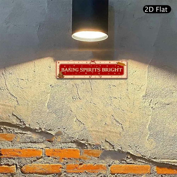 Baking Spirits Bright Aluminum Wall Art 4x16 Inch, Festive Christmas Gingerbread Man Metal Sign, Holiday Kitchen Decorative Plaque 1pc for Home Wall Decor