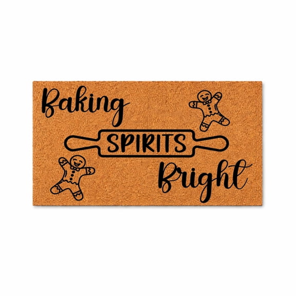 Baking Spirits Bright Doormat, Gingerbread Rolling Pin Design, Christmas Front Door Mat, Holiday Welcome Entry Rug 5447 (24x72 inches) 5447