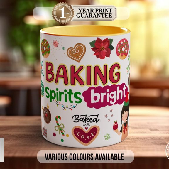 Baking Spirits Bright Festive Mug: Handmade Positive Gift