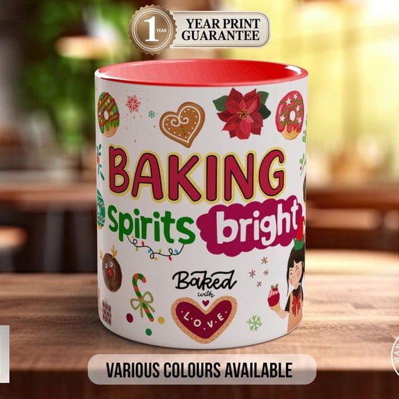 Baking Spirits Bright Mug - Colourful Holiday Cookie Cup