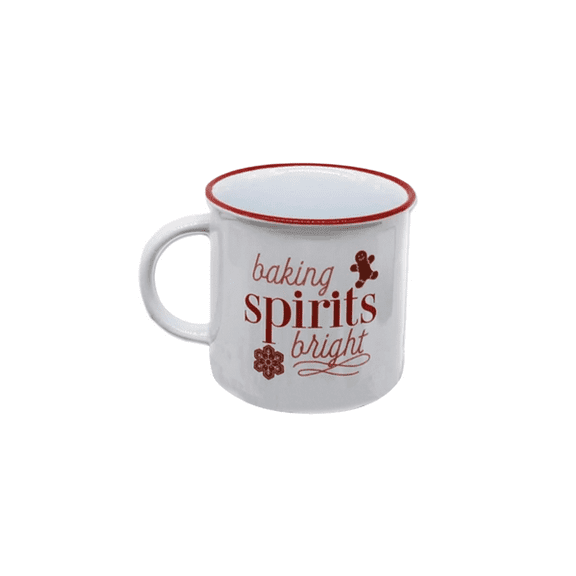 Baking Spirits Bright, Style Ceramic Holiday Mug with Christmas Saying