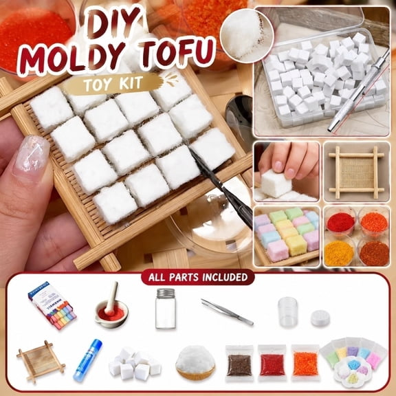 Baking Supplies, Gift for Bakers, Holiday Gifting, All-Inclusive Handmade Molded Fiber Cube Diy Material Set, Comes with Bamboo Serving Tray, Prep Tools, Glitter Packets, Storage