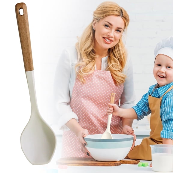 Baking Supplies Top Gadgets for Bakers Multi Function Spoon 2 in 1 Multi Function Spatula Spoon for Cooking Serving Long Head Silicone Salad Spatula Spoon with Wood Handle Cooking Utensil