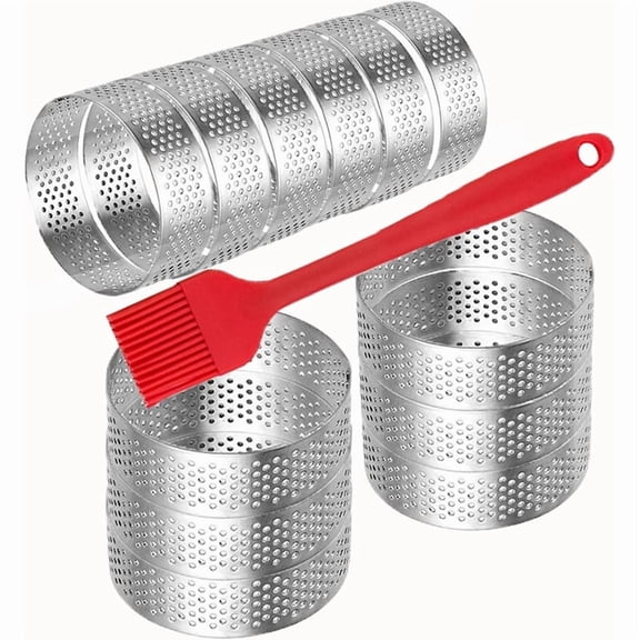Baking Tart Shells with Perforated Stainless Steel Tart Rings, 12-Pack, 3.15-Inch (8 cm)