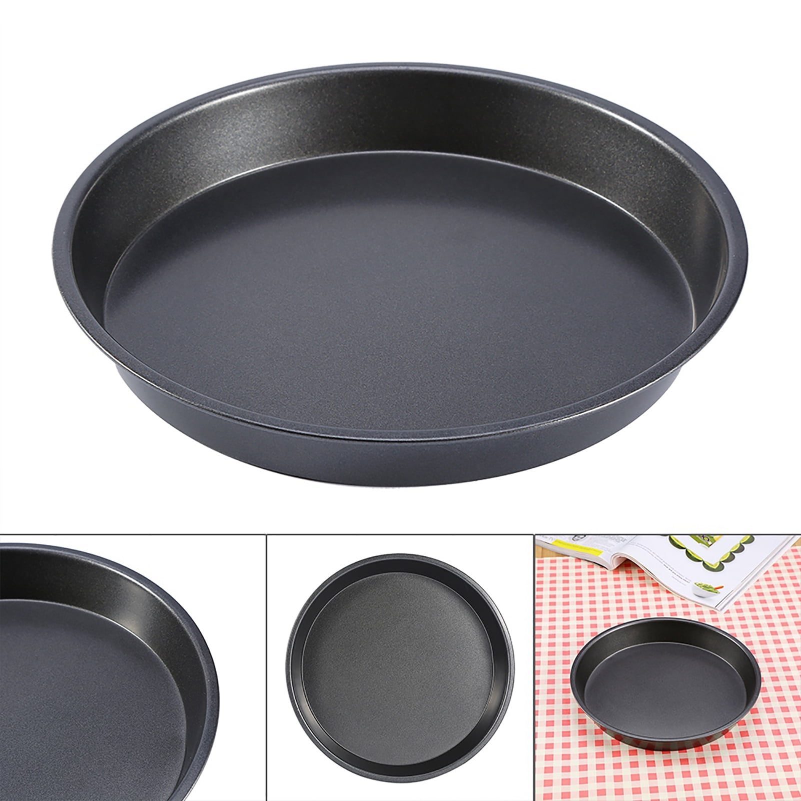 Baking Tray, 8 Inch Carbon Steel Non-stick Round Pizza Pan Microwave Oven Baking Dishes Pans Pie Tray Baking For Home Kitchen, Pizza Shop