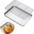 thumbnail image 1 of Baking Tray with Rack Set, Stainless Steel Baking Sheet with Cooling Rack 15.7" x 11.8", Easy Clean & Dishwasher Safe, Oven Trays for Bread/ Biscuits/ Meat Cooking Suitable for Thanksgiving,Christmas, 1 of 8