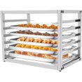 thumbnail image 1 of Baking Tray Rack Tabletop Bun Pan Rack Rectangular Stainless Steel Bakery Rack 44.09 lbs Load Each Tier for Bakery Kitchen Restaurant, Silver, 28 * 18 * 21 in (6-Tier), 1 of 9