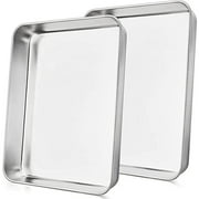 Baking Tray Set of 2,Casewin Stainless Steel Baking Sheet Pan Professional, Non Toxic & Healthy, Mirror Finish & Rust Free, Easy Clean & Dishwasher Safe