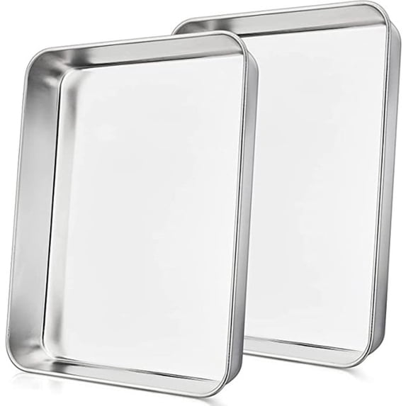 Baking Tray Set of 2,Casewin Stainless Steel Baking Sheet Pan Professional, Non Toxic & Healthy, Mirror Finish & Rust Free, Easy Clean & Dishwasher Safe