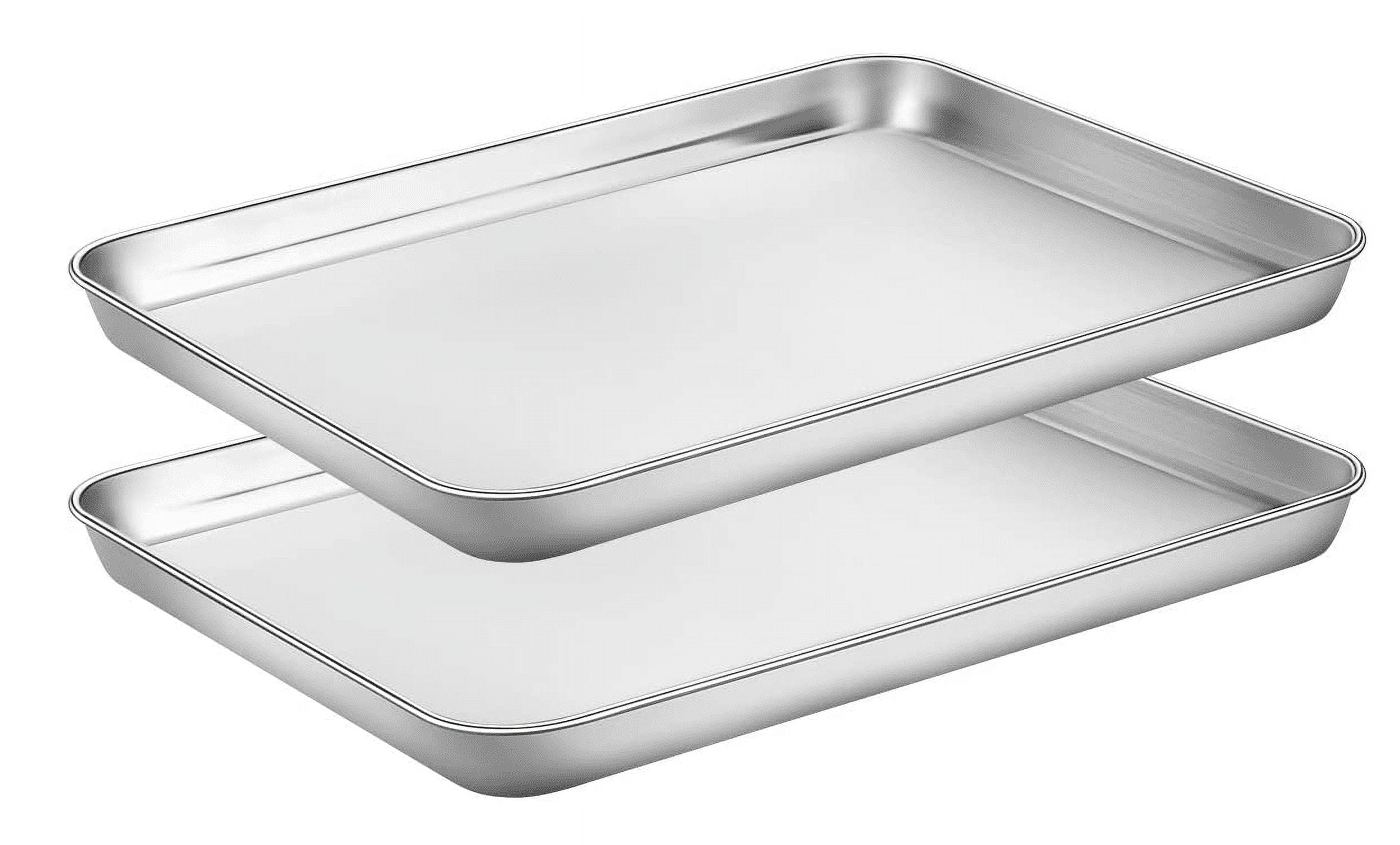 Baking Tray Set of 2, Deep Cake Tins Stainless Steel Baking Sheet