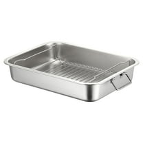 Baking Tray, Turkey Dish - Stainless Roasting Pan Turkey Roasting Baking Broiler Oven Pan with Rack and Handle for Oven High Induction Roast Tray for Chicken Vegetabl