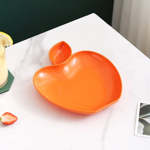 Baking Trays & Trays Innovation Series Plate Dumpling Tray with Vinegar Dish Snack Dish and Fruit Dip Chef Narrow Rim Design for Kitchen and Buffet, 6.89*8.66 inch, Orange
