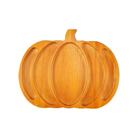 Fall Wooden Pumpkin Platter for Entertaining Versatile Kitchen Serving Tray for Halloween and Thanksgiving Elegant Food Presentation Board for Snacks Fruit and Cheese