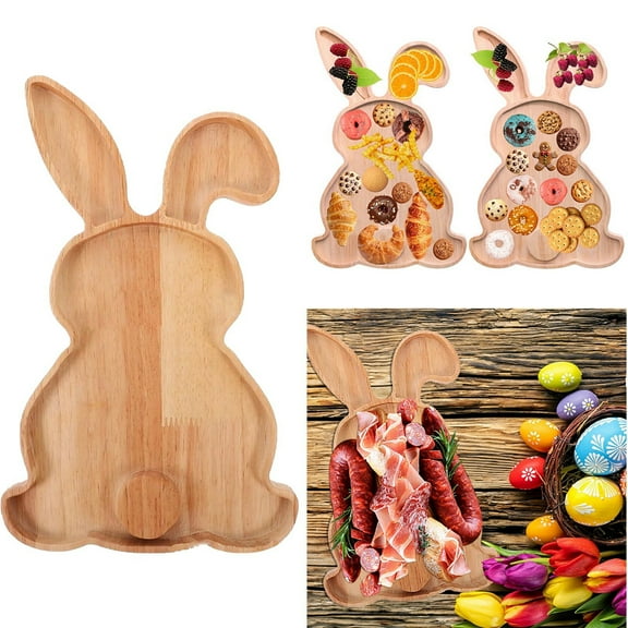 Baking Trays and Trays Farmhouse Bunny Serving Trays - Nesting Rabbit Shaped Wooden Charcuterie Platters for Spring and Easter Gatherings