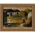 thumbnail image 1 of Baking bread 24x20 Gold Ornate Wood Framed Canvas Art by Pirosmani, Niko, 1 of 2