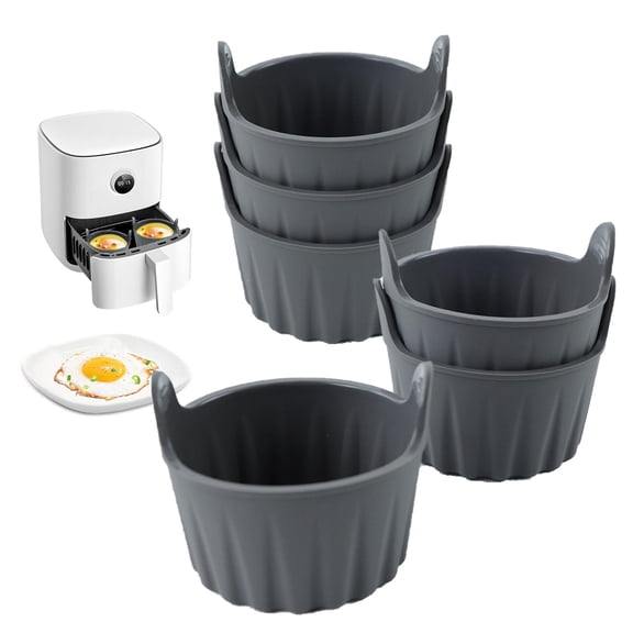 Baking molds, food-grade silicone material, non-stick coating, stackable design, dual-handle structure, 6 pcs, suitable for air fryers/ovens, dishwasher safe.
