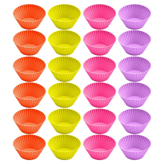 Baking sheet Silicone mini cupcake holders, mini cupcake liners, pastry and dessert cupsPurple + Rose + yellow + orange