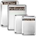 thumbnail image 1 of Baking sheet set, 4 pieces, 2 half-size perforated baking sheets and 2 quarter-size, aluminum heavy-duty cookie baking sheets for baking, 1 of 4