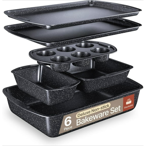 Bakingware Set - Stackable, Deluxe, Non-Stick Bakeware for Professional and Home Cooking