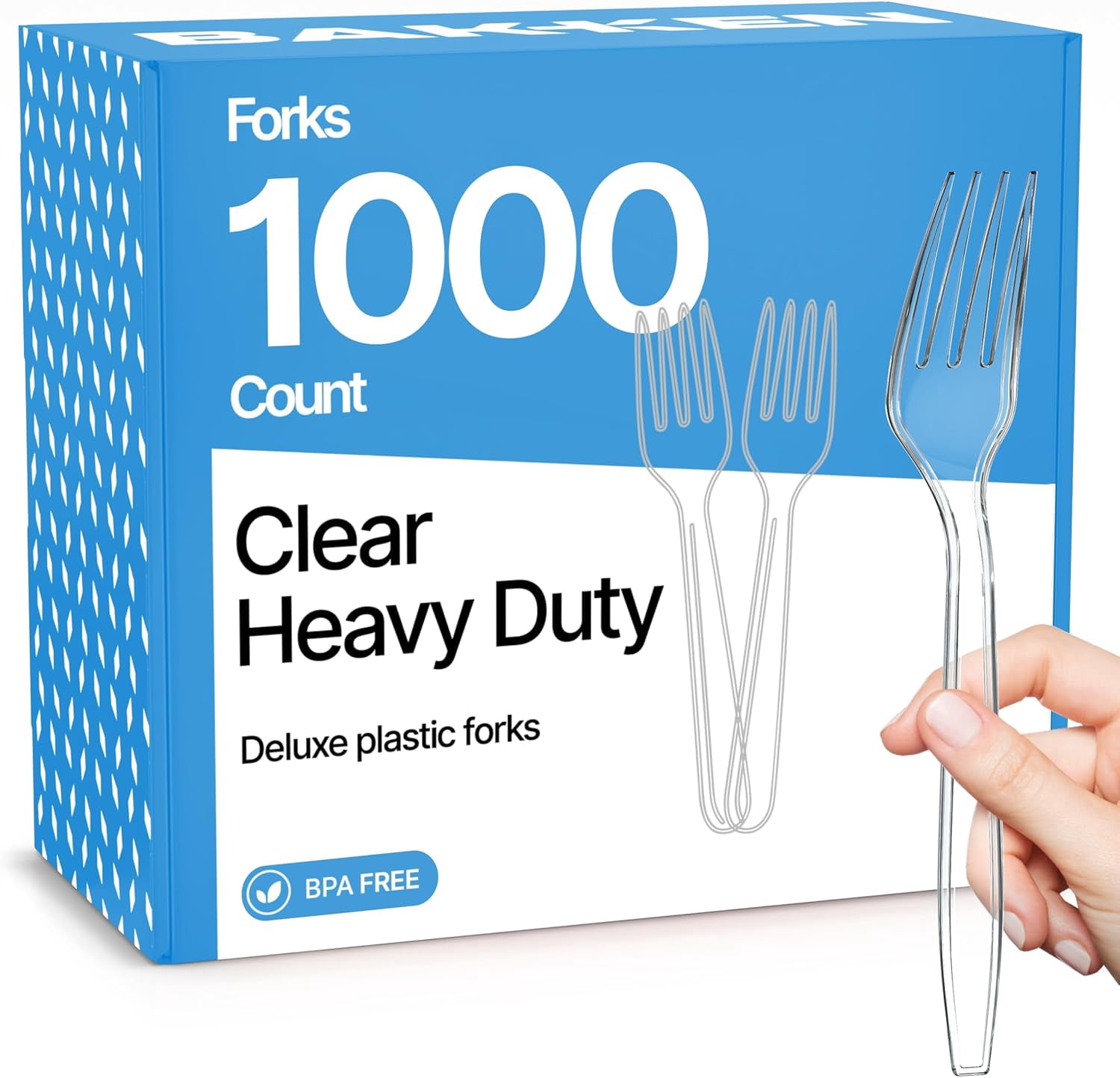 Bakken 1000-Piece Heavy Duty Plastic Cutlery Set, Clear Disposable Reusable Forks for Parties & Catering