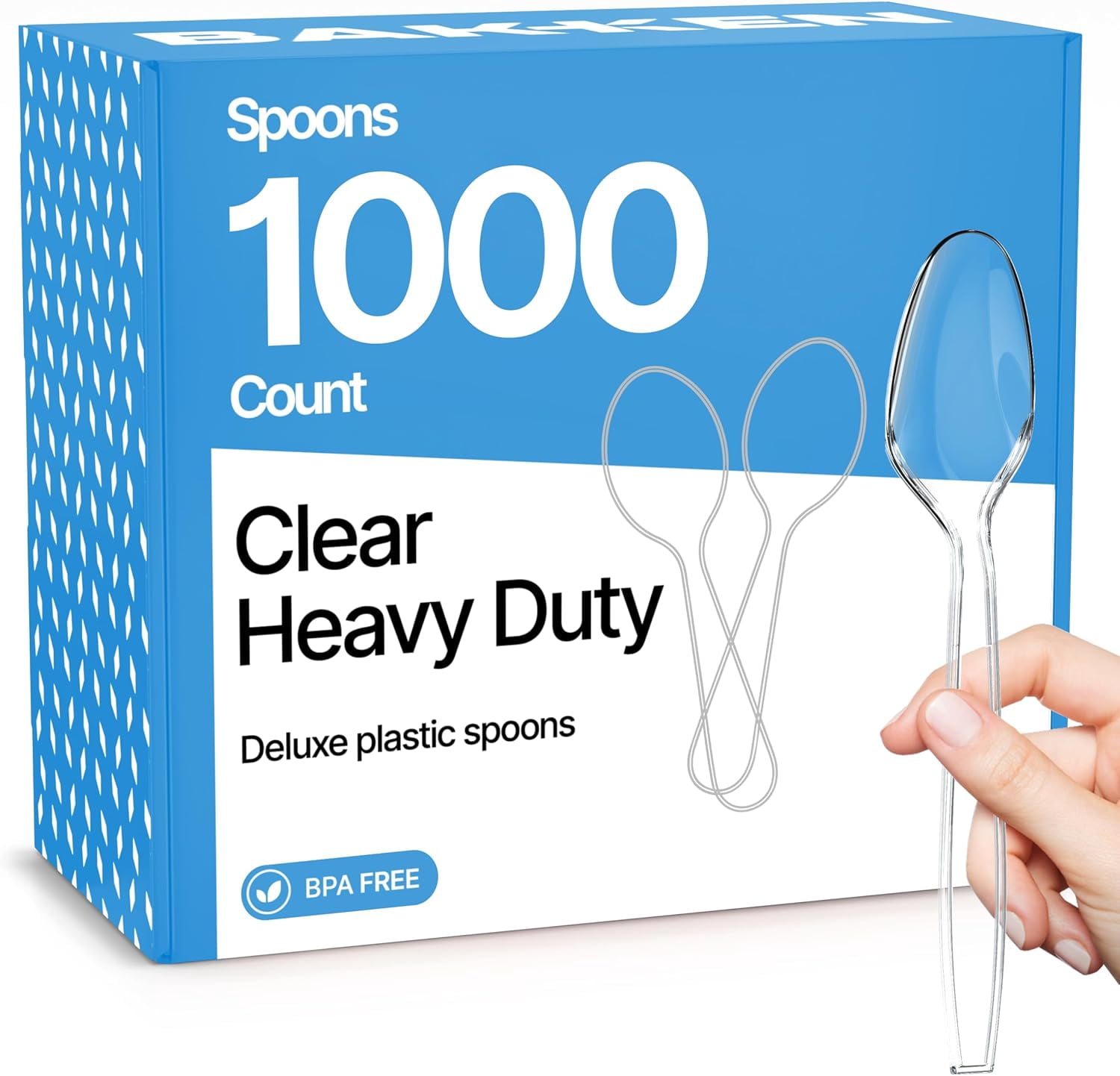Bakken 1000-Piece Spoons Heavy Duty Disposable Cutlery Set, Heat-Resistant, Reusable Clear Plastic Utensils