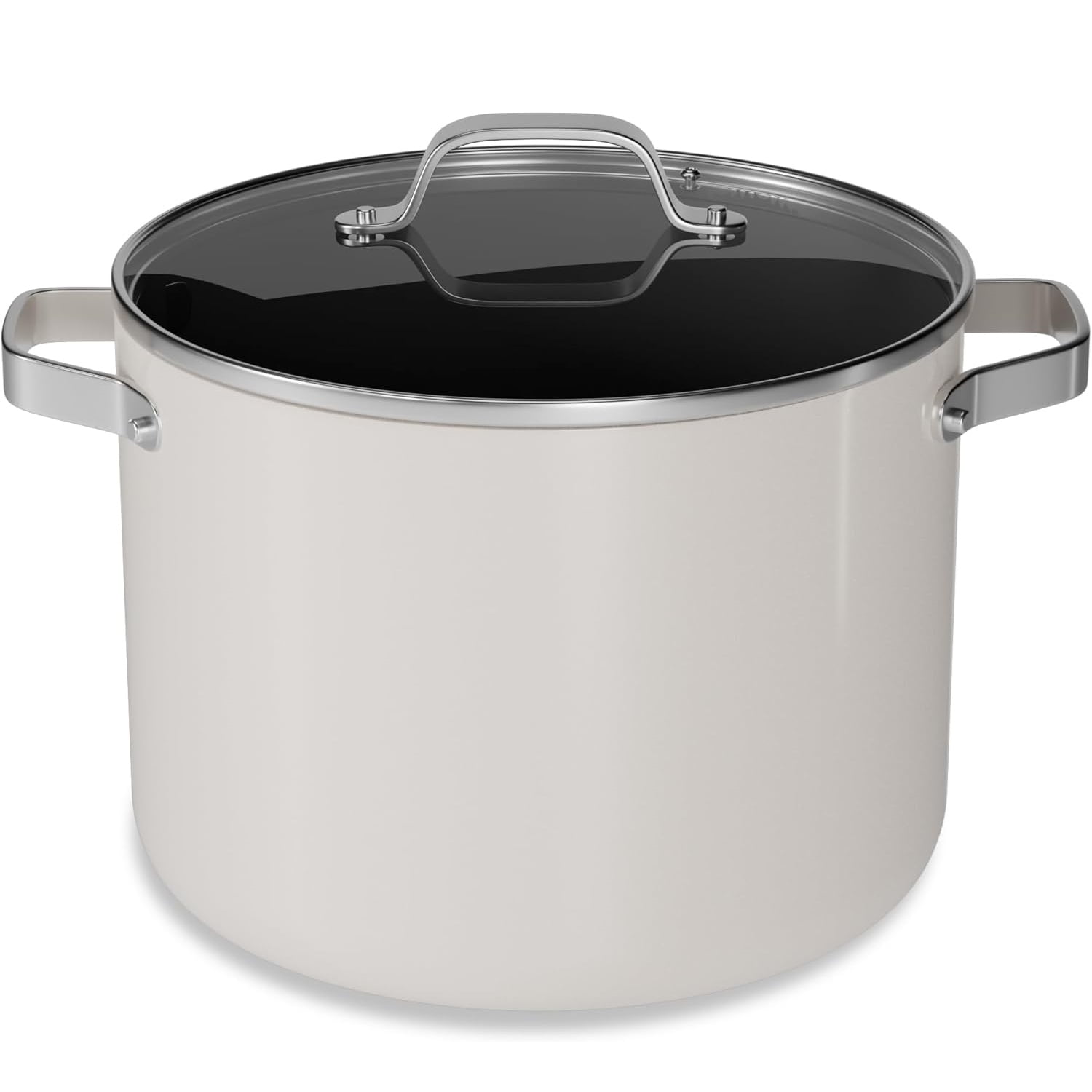 Bakken 12.5 Quart Ceramic Coated Stock Pot with Glass Lid and Stainless Steel Handles