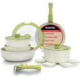 thumbnail image 1 of BAKKEN 15-Piece Non-Stick Cookware Set with Detachable Handles, Granite Stackable Pots and Pans Set, Oven-Safe, Compatible for All Stoves, Green, 1 of 7