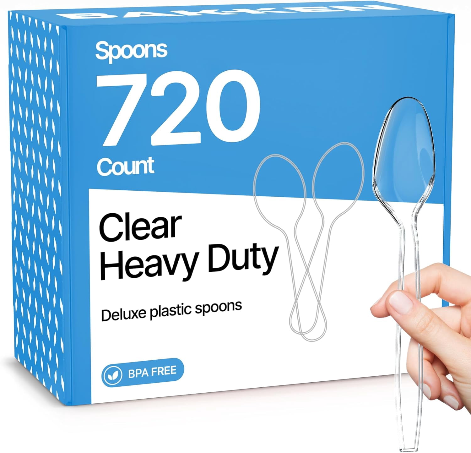 Bakken 720-Piece Spoons Heavy Duty Disposable Cutlery Set, Heat-Resistant, Reusable Clear Plastic Utensils