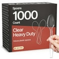 thumbnail image 1 of Bakken Disposable Cutlery Set 1000 Pieces Spoons, Heavy Duty Plastic Silverware, BPA-Free Food-Grade Materials, Heat-Resistant, Reusable Utensils for Parties, Catering, BBQs, and Everyday Use, Clear, 1 of 6