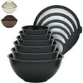 thumbnail image 1 of Bakken Master 12 Piece Plastic Nesting Bowls with Lids - Mixing Bowls Set includes 6 Prep Bowls and 6 Lids, BPA-Free, Reusable Meal Prep Containers, Microwave, Freezer & Dishwasher Safe, Gray, 1 of 9