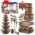 thumbnail image 1 of Bakken Master 38 Piece Granite Cookware and Bakeware Set – Nonstick Granite Coating, Pots and Pans with Detachable Handles and Tempered Glass Lids, 6-piece Bakeware set, 12-piece Mixing Bowls,Brown, 1 of 9
