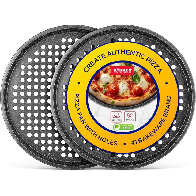 Bakken Pizza Baking Pan Round Perforated Carbon Steel Pan with Non