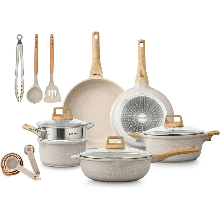 Bakken-Swiss 14-Piece Kitchen Cookware Set – Granite Non-Stick –  Eco-Friendly – for All Stoves & Oven-Safe