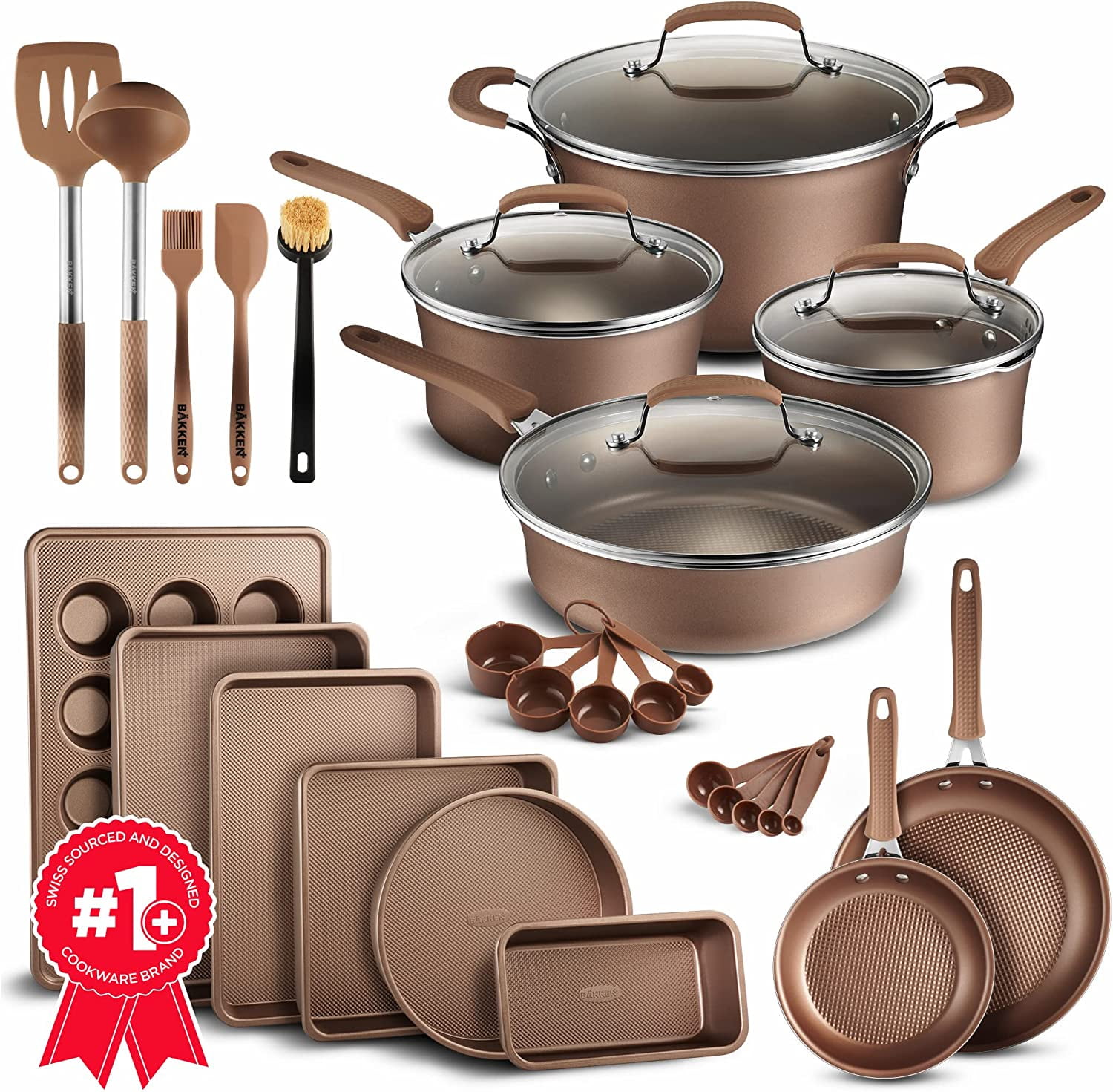Gold 23-Piece Non-Stick Aluminum Cookware and Bakeware Set