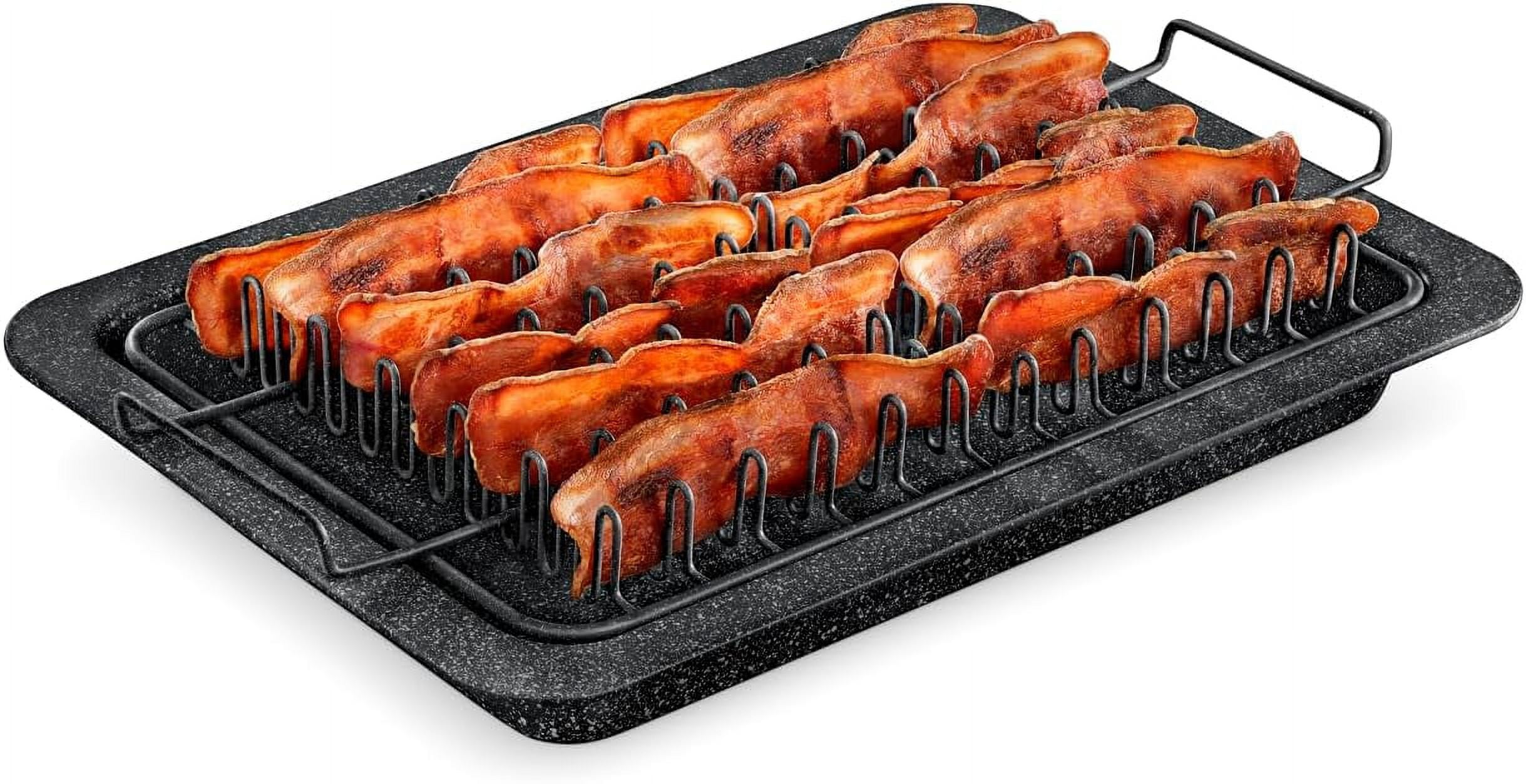 Bakken Non-Stick Crisper Tray Set - 2-Piece Gray Marble Coating, 19x13 Inch, For Oven & Air Fryer