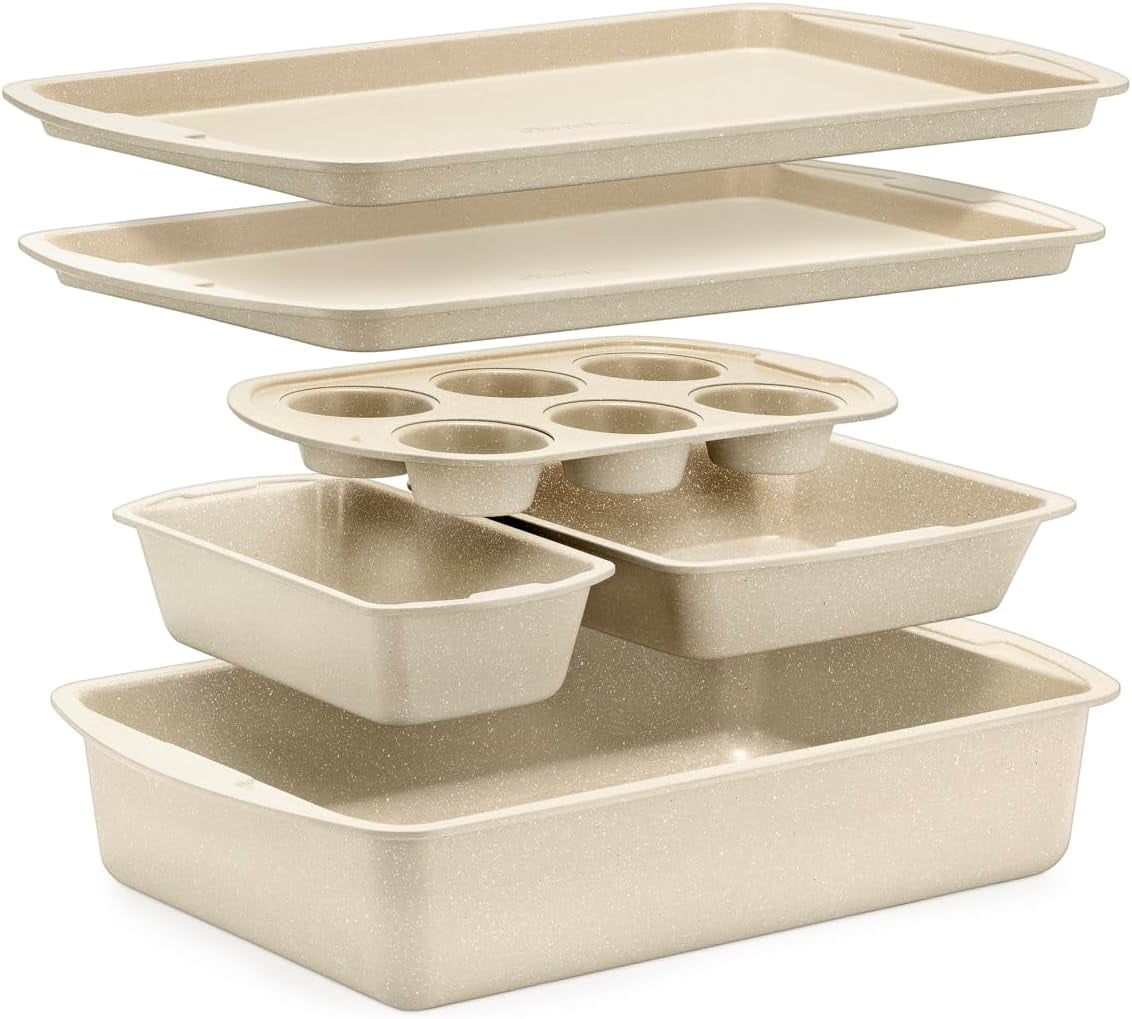 6-Piece White Stone Coating Carbon Steel Bakeware Set