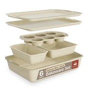 Bakken- Swiss Kitchen Baking Pan Set - Nonstick White Marble Coating, Commercial Grade Carbon Steel, Baking Kitchen Essentials, Oven Safe Tray (Up To 450° F), Set of 6