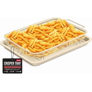 Bakken Swiss Crisper Tray - 2-Piece Set – White Marble, Non-Stick Basket Design for Healthier Cooking in Regular Ovens - Achieve Perfectly Crispy Chips, Bacon and More