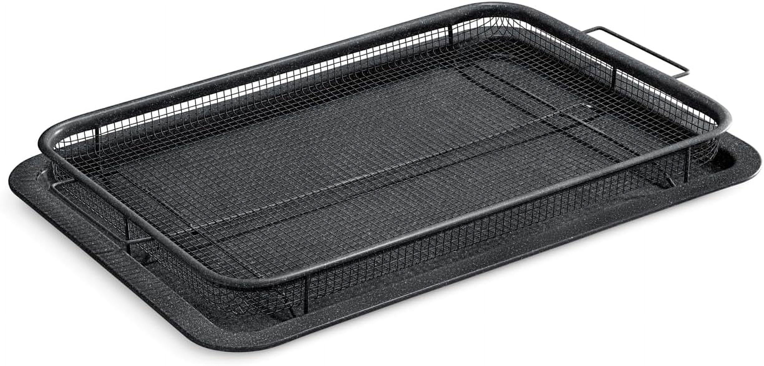 Bakken Swiss Crisper Tray 2-Piece Set - Gray Marble Non-Stick Baking Basket For Oven, Healthy Crispy Chips & Bacon