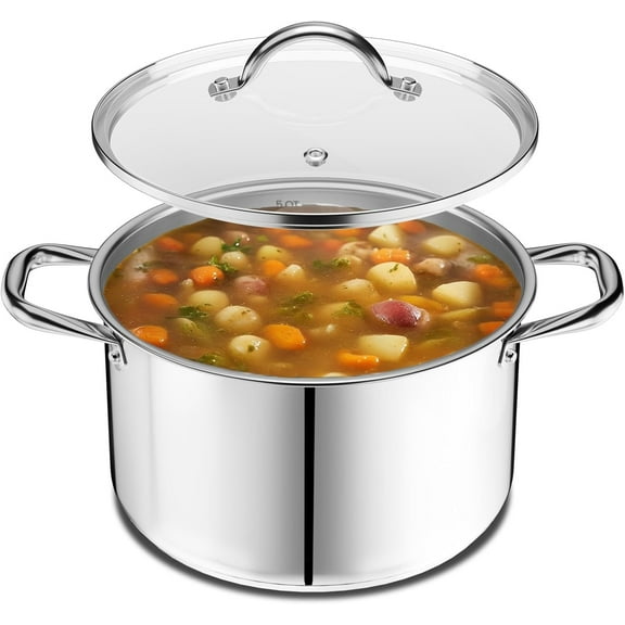 Bakken-Swiss Deluxe 3-Quart Stainless Steel Stockpot with Glass Lid, Dishwasher Safe, Induction Ready