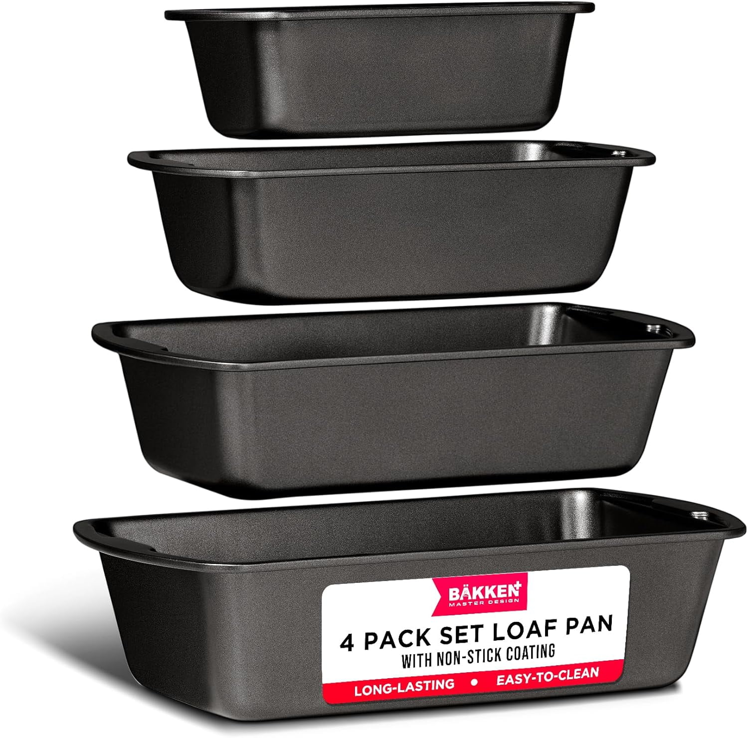 Deluxe Nonstick Gray Carbon Steel Loaf Pan Set, 4-Piece