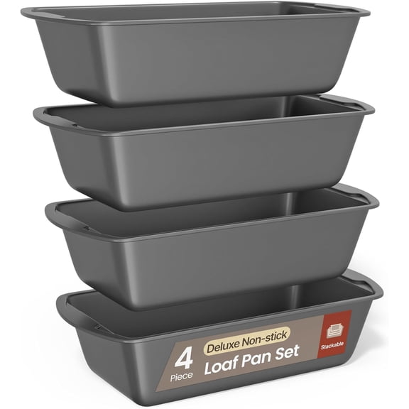 Bakken- Swiss Loaf Pan Set 4-Piece - Deluxe Nonstick Carbon Steel Bakeware for Perfect Bread and Cakes Dishwasher Safe, Premium Pans for Home Baking