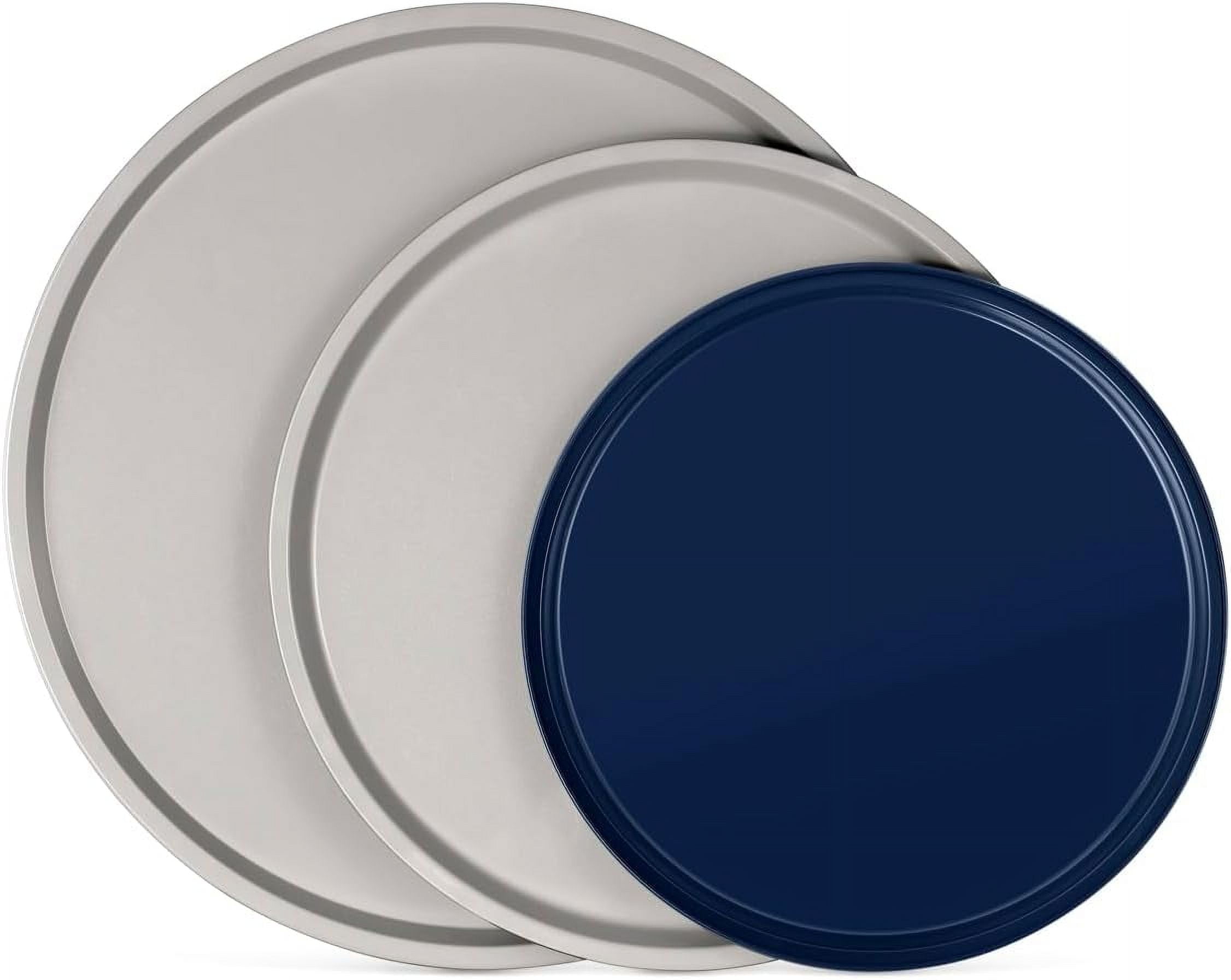 Bakken 3-Piece Blue and Gray Non-Stick Round Pizza Tray Set