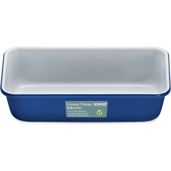 Bakken- Swiss Premium Loaf Pan, Aluminized Steel, Ceramic Non-Stick Coating, Even Heat Distribution, Non-Toxic, 9 x 4.7 x 2.3 Inches, Stylish Colors, Durable and Healthy Baking