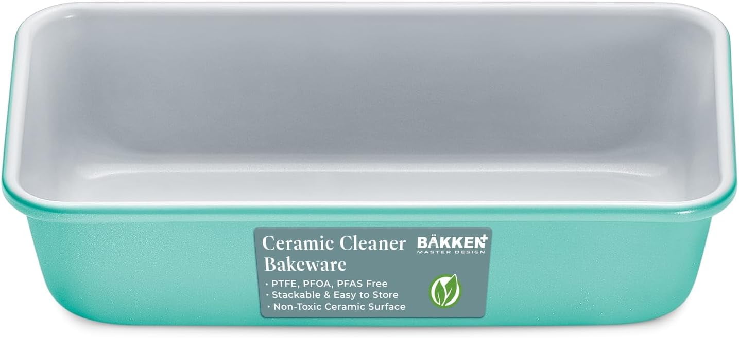 Teal Aluminized Steel Loaf Pan with Ceramic Non-Stick Coating
