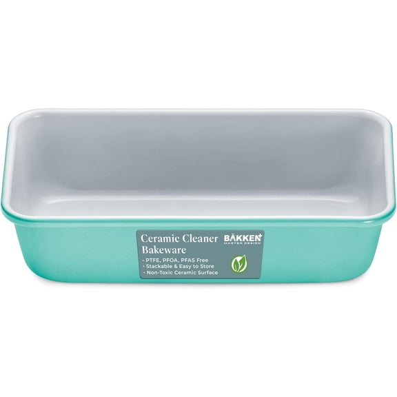 Bakken- Swiss Premium Loaf Pan, Aluminized Steel, Ceramic Non-Stick Coating, Even Heat Distribution, Non-Toxic, 9 x 4.7 x 2.3 Inches, Stylish Colors, Durable and Healthy Baking