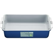Bakken- Swiss Premium Non-Stick Ceramic 8"x15.5" Rectangle Pan - Aluminized Steel with Ceramic Non-Stick Coating- Non-Toxic, Brownies, and More - Blue