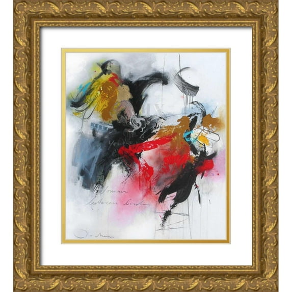 Bakker, Jochem 15x17 Gold Ornate Wood Framed with Double Matting Museum Art Print Titled - Woman between some birds